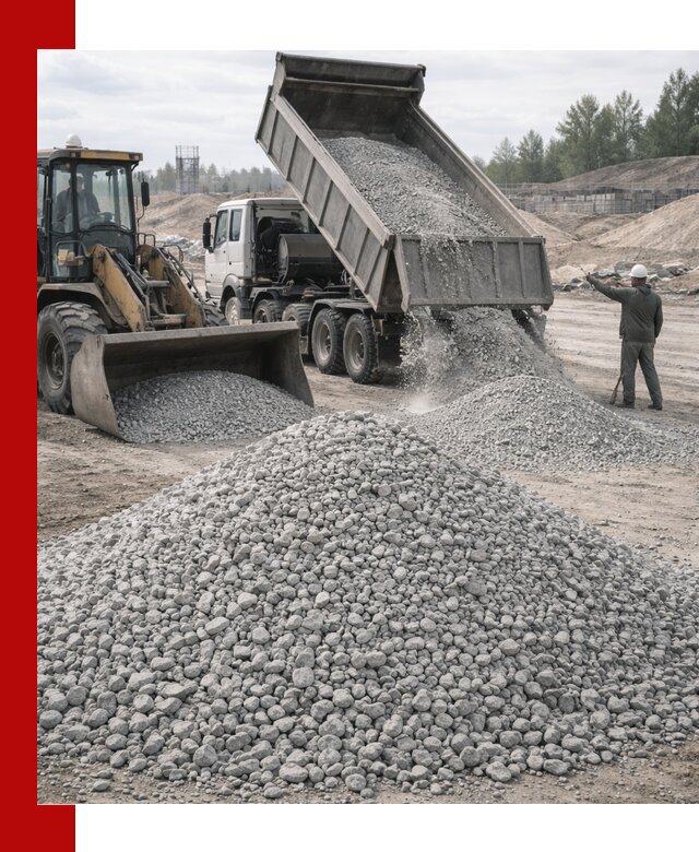 Доставка известнякового щебня фр. 5–20 в ельце