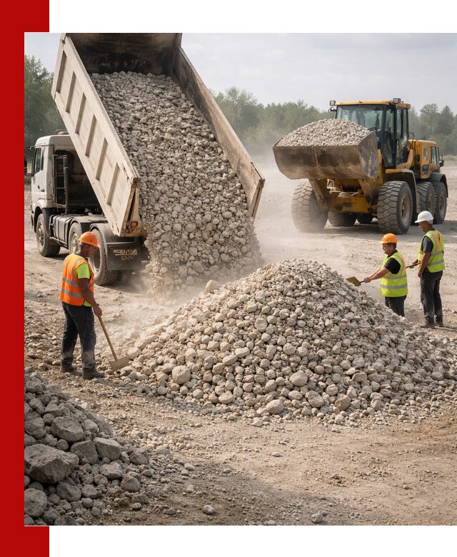 Доставка известнякового щебня фр. 40-70 в ельце