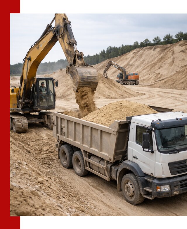 Доставка карьерного песка с самосвалами и разгрузкой в ельце