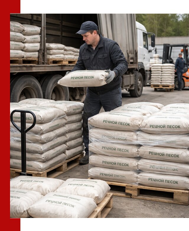 Речной песок в мешках с доставкой в ельце