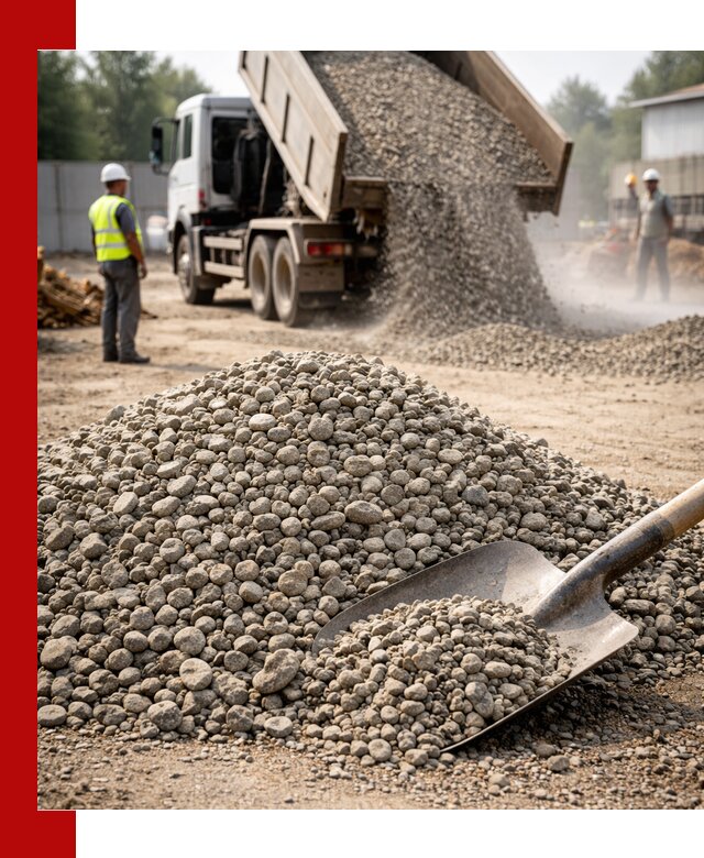 Доставка гравия фракции 20-40 в ельце с самосвалами