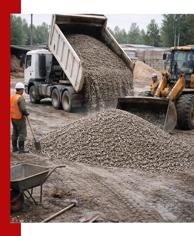 Мытый гравий с доставкой в ельце от карьера до участка