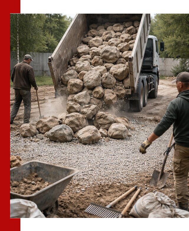 Доставка и укладка булыжника в ельце