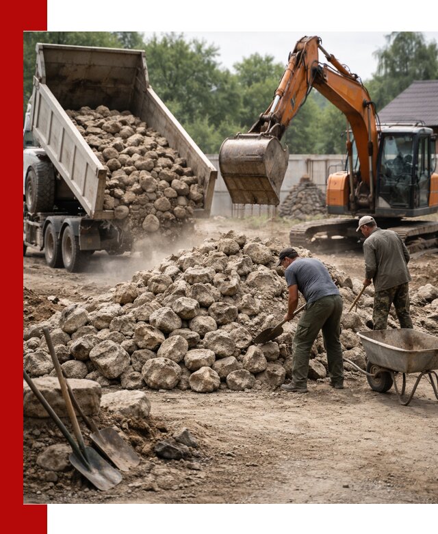 Доставка и разгрузка бутового камня в ельце