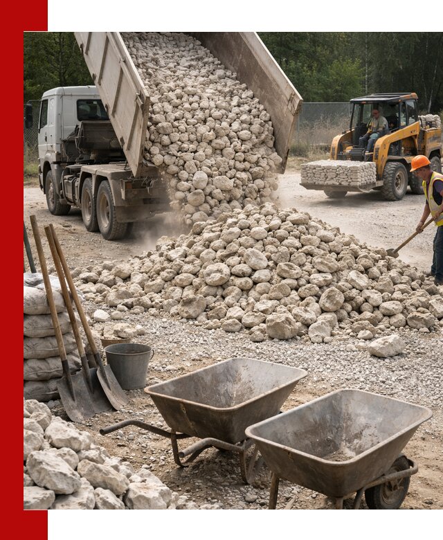 Доставка и продажа бутового известнякового камня в ельце