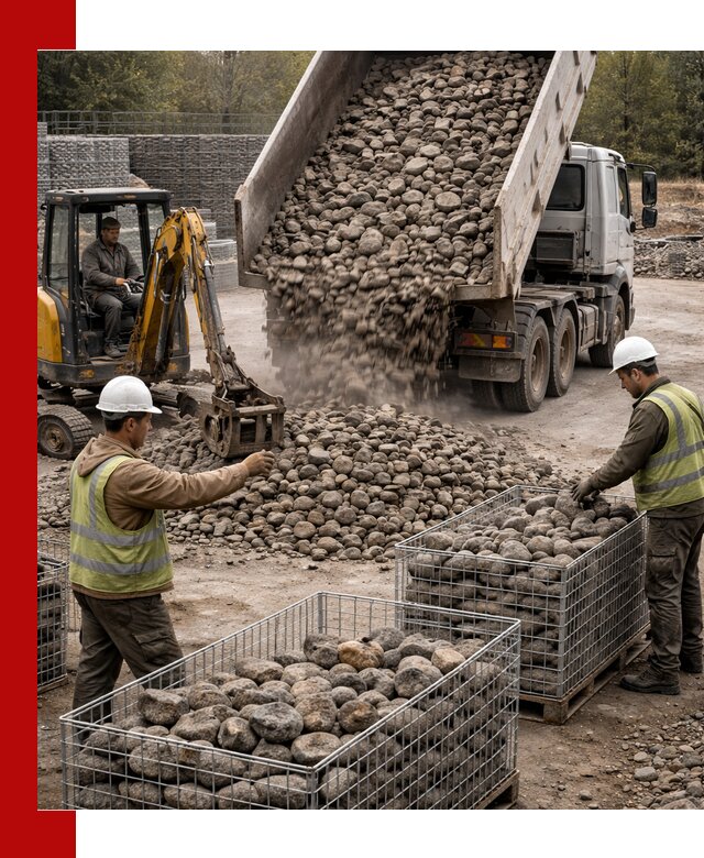 Камень для габионов фракция 100–201 в ельце