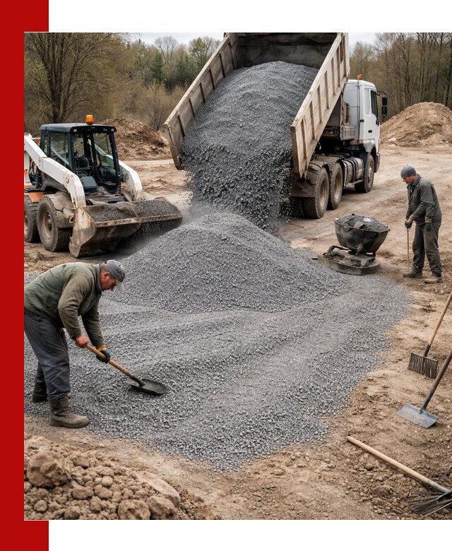 Отсев для подсыпки в ельце — доставка и подсыпка на участок