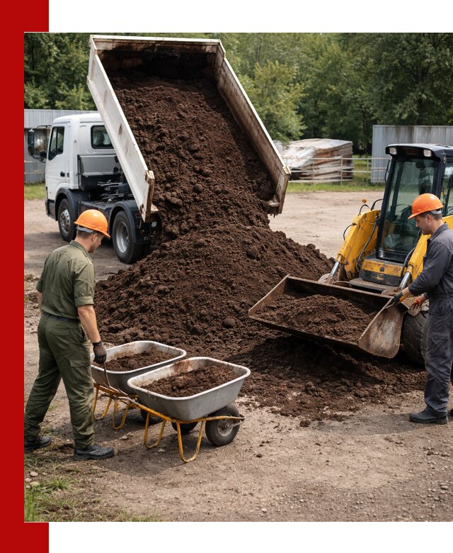 Доставка торфо-земляной смеси в ельце для огорода и ландшафта