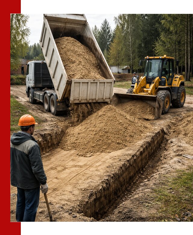 Доставка песчаного грунта в ельце для строительных работ