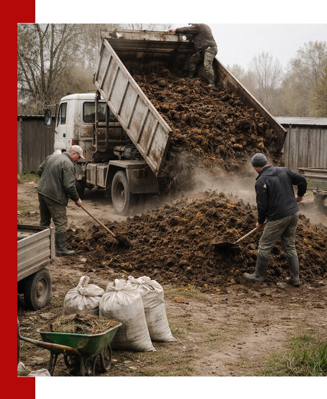 Доставка коровьего навоза самосвалом в ельце