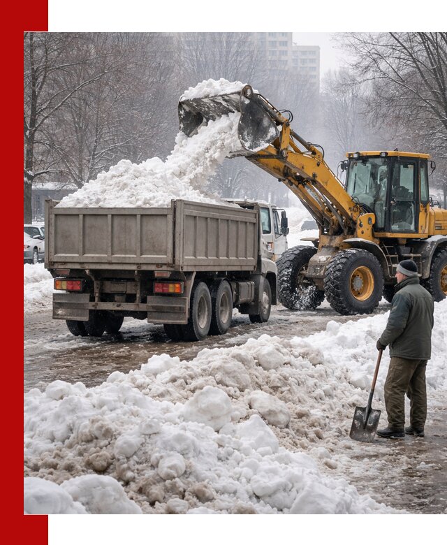 Вывоз снега грузовой техникой в ельце оперативно и чисто