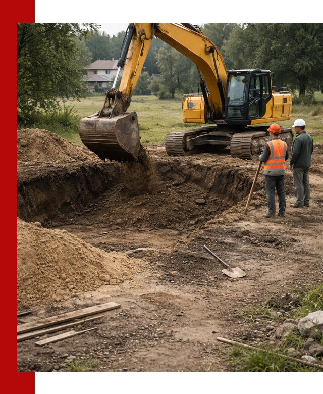 Рытье котлована под фундамент в ельце (быстро и недорого)